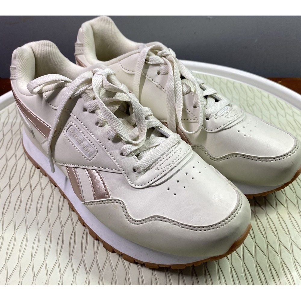 Reebok Womens Classic‎ Harman Run White/Rose/Gold Running Shoes Sneakers Size 8